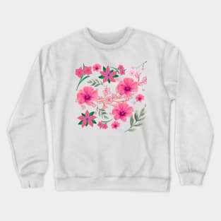 Pink Flowers Design Crewneck Sweatshirt